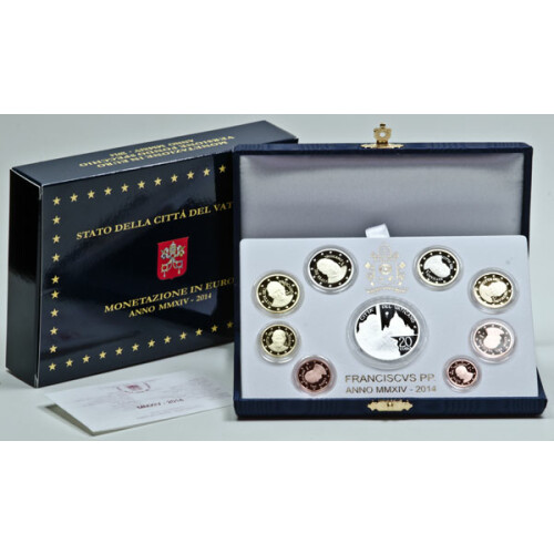 Offizieller KMS Vatikan 2014 Polierte Platte (PP) inkl. 20 Euro Silbermünze