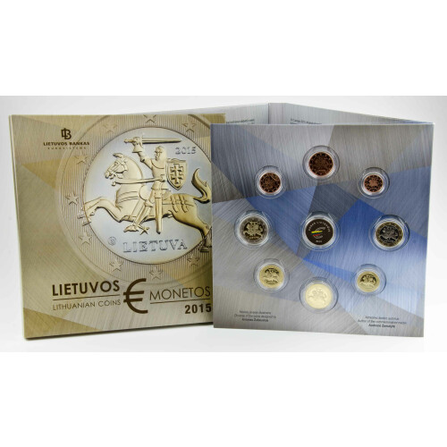 Offizieller Euro Kursmünzensatz Litauen 2015 Polierte Platte PP