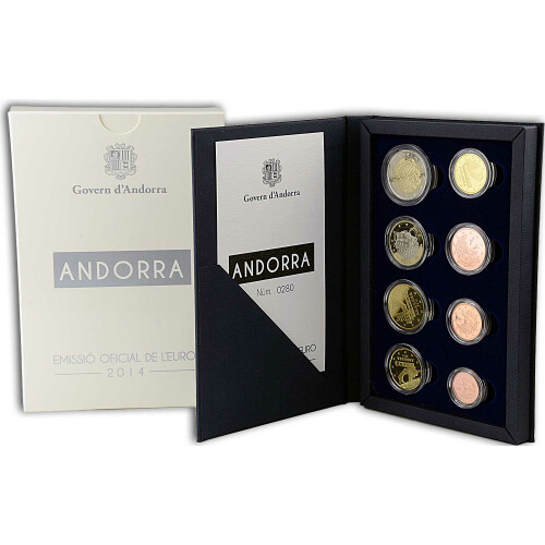 Offizieller Euro Kursmünzensatz Andorra 2014 Polierte Platte (PP)