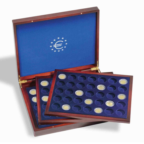 Münzkassette VOLTERRA TRIO de Luxe, für 105 Münzen in Kapseln bis 26 mm Ø