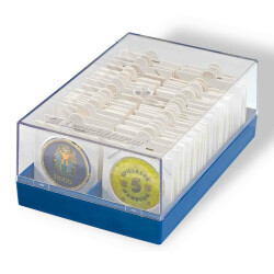 Kunststoffbox KRBOX für 100 Münzrähmchen, blau