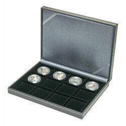 NERA Münzkassette XM mit 12 quadratischen Fächern für Münzen/Münzkapseln bis Außen-Ø 52 mm