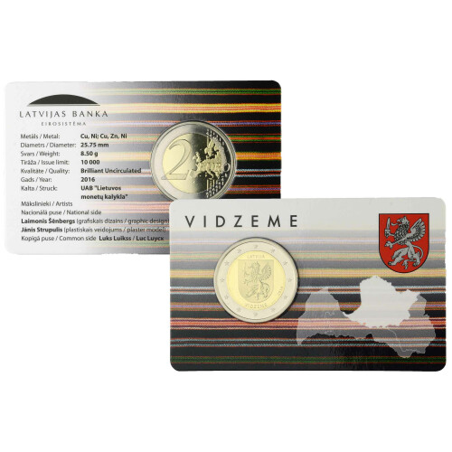 2 Euro Gedenkmünze Lettland 2016 st - Region Vidzeme in CoinCard
