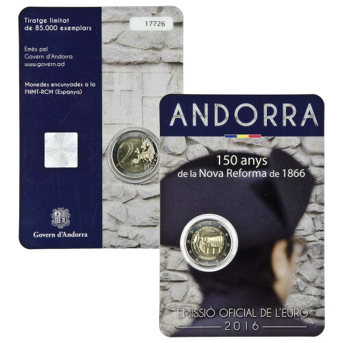 2 Euro Gedenkmünze Andorra 2016 st - 150 Jahre Reform von 1866 - im Blister