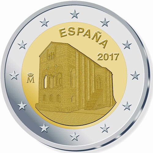 2 Euro Gedenkmünze Spanien 2017 bfr. - UNESCO Kirchen des Königreichs Asturien