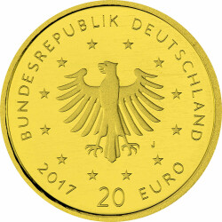 20 Euro Goldmünze "Pirol" - Deutschland 2017 - Serie: "Heimische Vögel" - J Hamburg