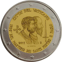 2 Euro Gedenkmünze Vatikan 2017 PP - Petrus & Paulus - im Etui