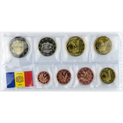 Andorra 2014 Kursmünzen bankfrisch - 8 Münzen: 1 cent bis 2 Euro - komplett