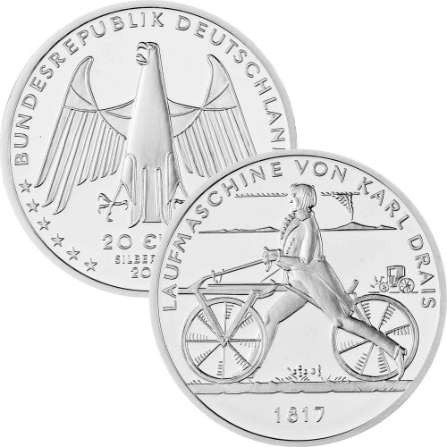 20 Euro Deutschland 2017 Silber bfr. - Laufmaschine Karl Drais 1817