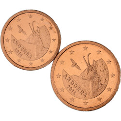1 + 2 Cent Kursmünzen Andorra 2014 bankfrisch