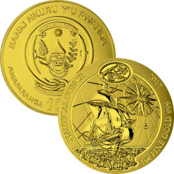 100 Francs Ruanda 2017 - 1 Unze Gold BU - Nautical Ounce:...