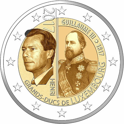 2 Euro Gedenkmünze Luxemburg 2017 st - Großherzog Wilhelm III. - in CoinCard
