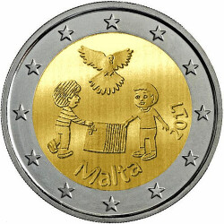 2 Euro Gedenkm&uuml;nze Malta 2017 bfr. - Frieden