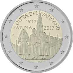 2 Euro Gedenkmünze Vatikan 2017 PP - Erscheinungen von Fatima - im Etui