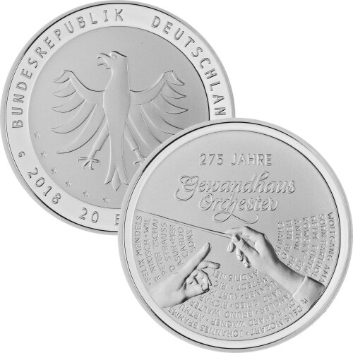 20 Euro Deutschland 2018 Silber bfr. - 275 Jahre Gewandhausorchester