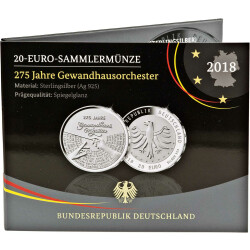 20 Euro Deutschland 2018 Silber PP - 275 Jahre...