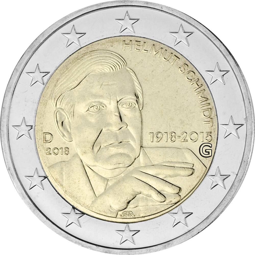 5 x 2 Euro Gedenkmünze Deutschland 2018 bfr. - Helmut Schmidt (A-J), 20