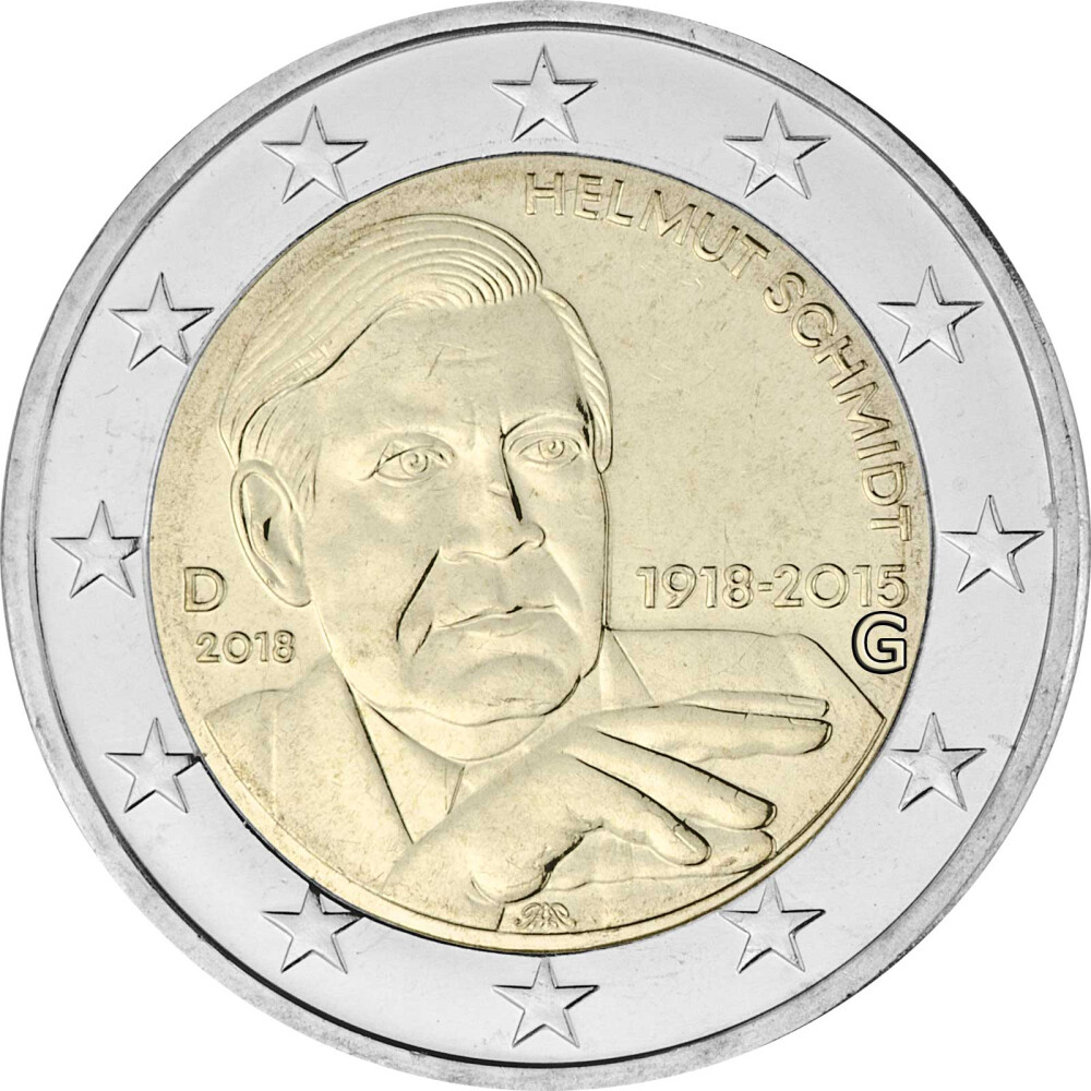 5 x 2 Euro Gedenkmünze Deutschland 2018 bfr. Helmut Schmidt (AJ)