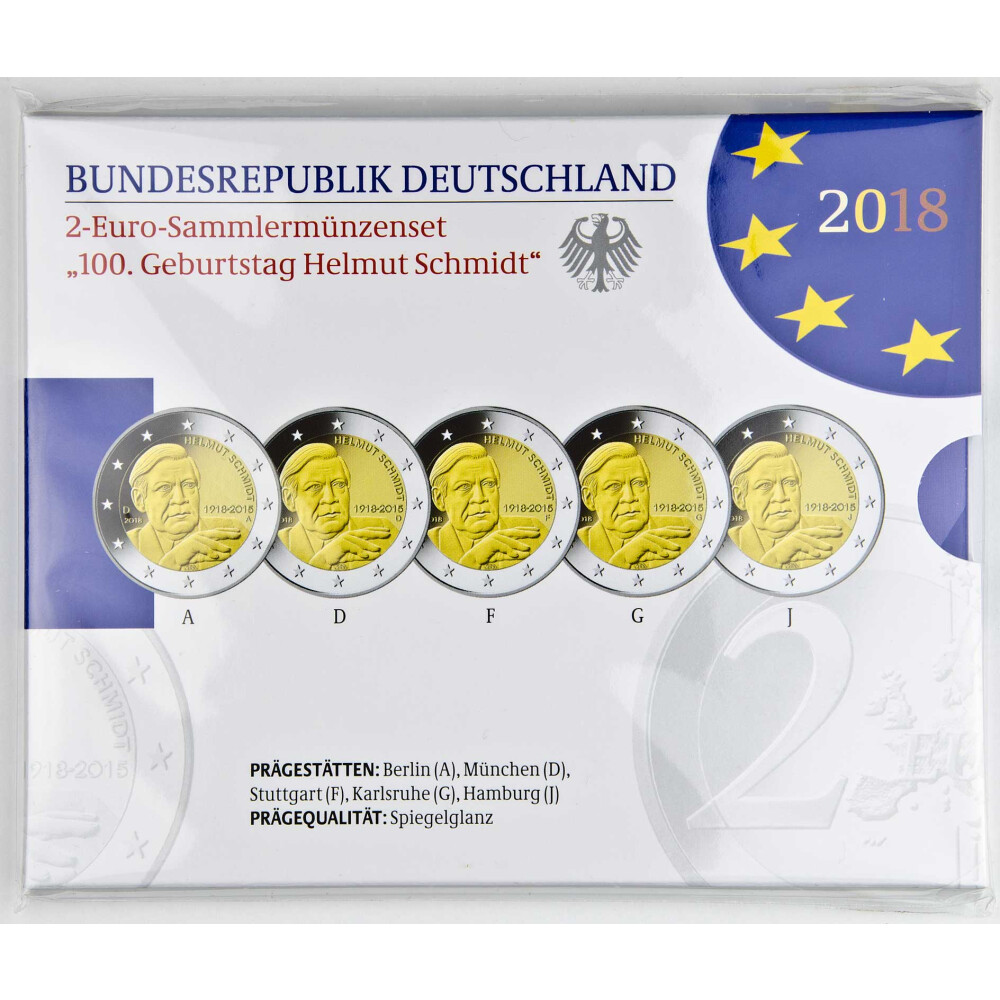 2 Euro Münze Helmut Schmidt 2018 Wert 2 Euro Gedenkmünze Deutschland 2018 PP - Helmut Schmidt - im Blister