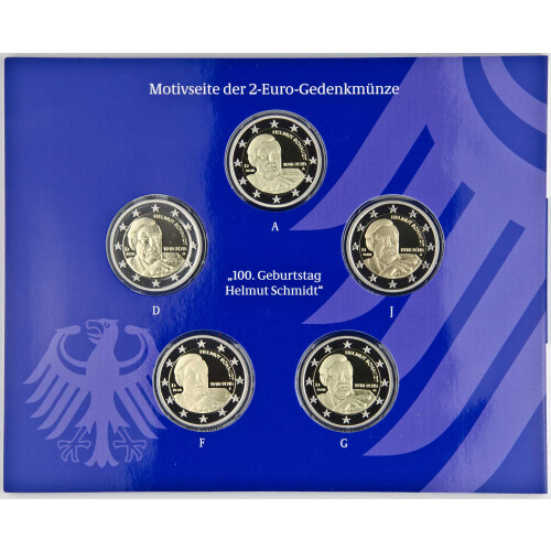 2 Euro Gedenkmünze Deutschland 2018 PP - Helmut Schmidt -...