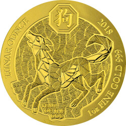 100 Francs Ruanda 2018 - 1 Unze Gold BU - Lunar: Jahr des...