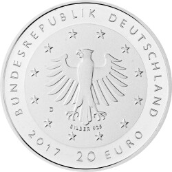 Jahressatz: 5 x 20 Euro Gedenkmünze Deutschland 2017 Silber bankfrisch - komplett!