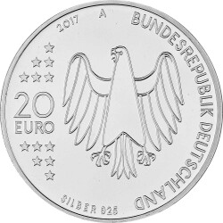 Jahressatz: 5 x 20 Euro Gedenkmünze Deutschland 2017 Silber bankfrisch - komplett!