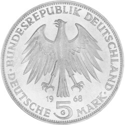5 DM Gedenkmünze 1968 PP - 500. Todestag Johannes Gutenberg
