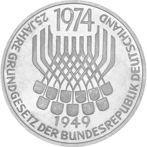 5 DM Gedenkmünze 1974 PP - 25 Jahre Grundgesetz 1949-1974