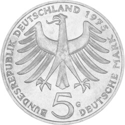 5 DM Gedenkmünze 1975 PP - 100. Geburtstag Albert...