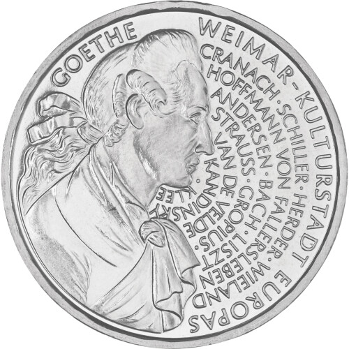 10 DM Gedenkmünze 1999 PP - Weimar/Goethe