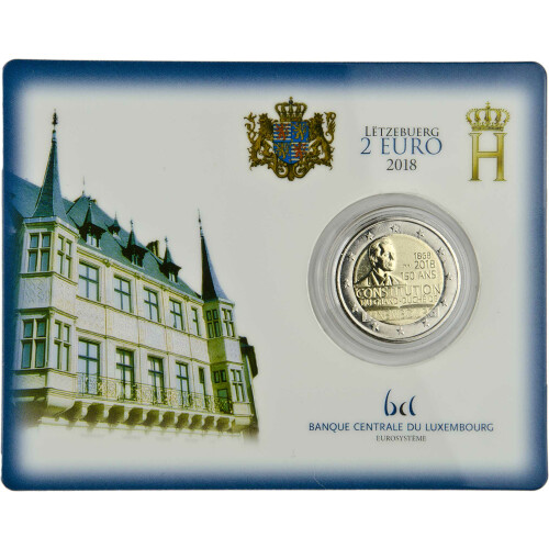 2 Euro Gedenkmünze Luxemburg 2018 st - 150 Jahre Verfassung - in CoinCard