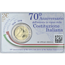 2 Euro Gedenkmünze Italien 2018 st - 70 Jahre Verfassung - in CoinCard
