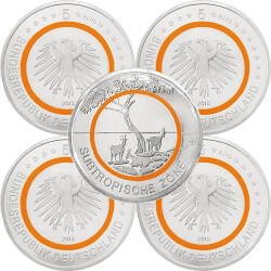 5 x 5 Euro Gedenkmünze Deuschland 2018 bfr. -...