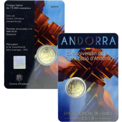 2 Euro Gedenkm&uuml;nze Andorra 2018 st - 25 Jahre...