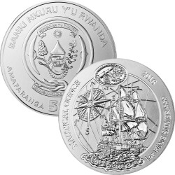 50 Francs Ruanda 2018 - 1 Unze Silber BU - Nautical Ounce: Endeavour