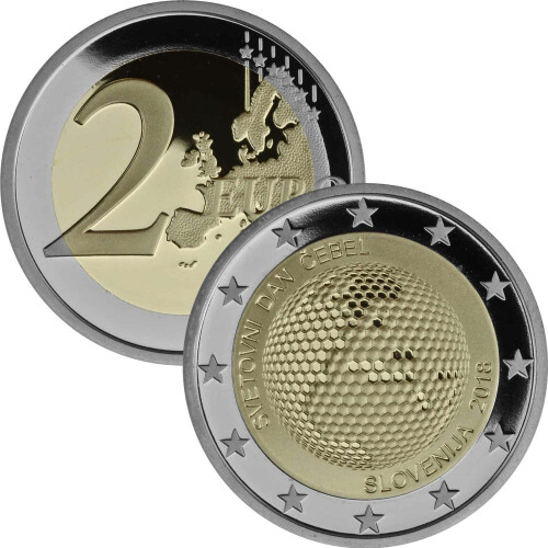 2 Euro Gedenkmünze Slowenien 2018 PP - Weltbienentag