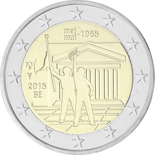 2 Euro Gedenkmünze Belgien 2018 st - Studentenrevolte...