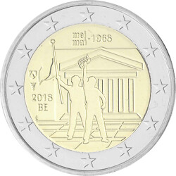 2 Euro Gedenkmünze Belgien 2018 st - Studentenrevolte 1968 - flämischer Blister (NL/ENG)