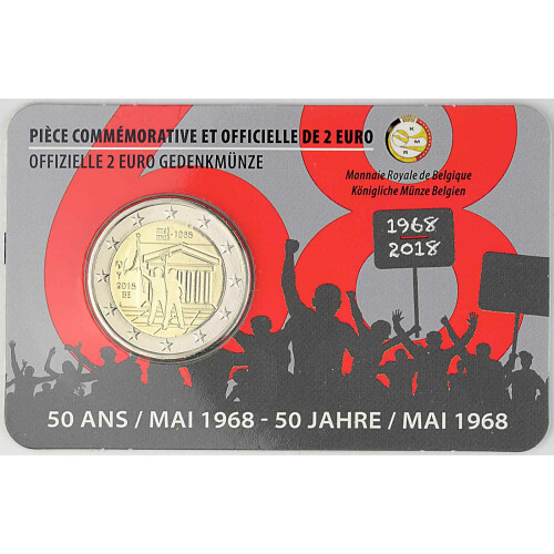 2 Euro Gedenkmünze Belgien 2018 st - Studentenrevolte 1968 - im Blister (wallonische Variante)
