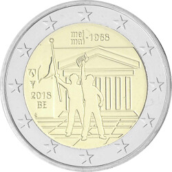 2 Euro Gedenkmünze Belgien 2018 st - Studentenrevolte 1968 - im Blister (wallonische Variante)