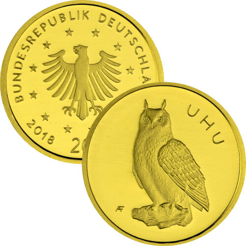 20 Euro Goldmünze "Uhu" - Deutschland 2018 - Serie: "Heimische Vögel" - A Berlin