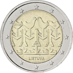 2 Euro Gedenkm&uuml;nze Litauen 2018 bfr. - Chor- und...