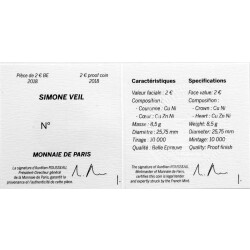 2 Euro Gedenkmünze Frankreich 2018 PP - Simone Veil - im Etui