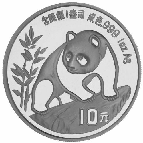 10 Yuan China 1990 1 Unze Silber st - Panda