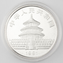 10 Yuan China 1991 1 Unze Silber st - Panda
