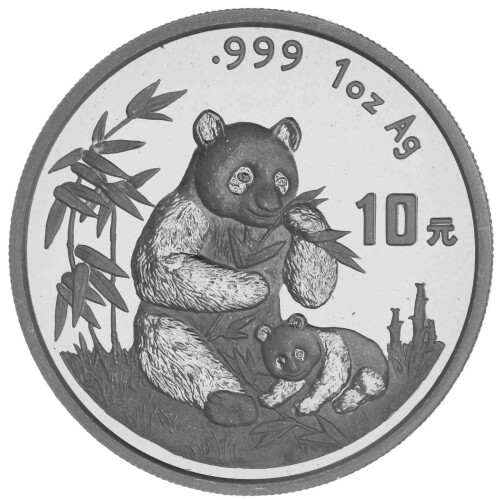 10 Yuan China 1996 1 Unze Silber st - Panda