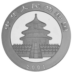 10 Yuan China 2001 1 Unze Silber st - Panda