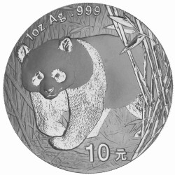 10 Yuan China 2002 1 Unze Silber st - Panda