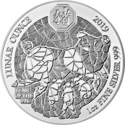 50 Francs Ruanda 2019 - 1 Unze Silber BU - Lunar: Jahr...